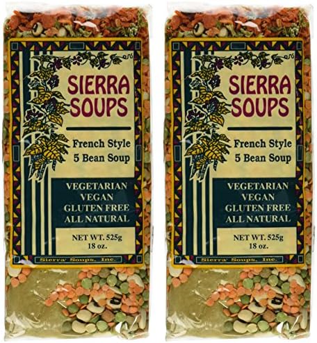All Natural Gluten Free Vegetarian Vegan French Style Five Bean Soup Mix Pack of 2 525 g 18 oz each