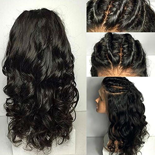 Yazi Hair 8A Grade Free Part Brazilian Loose Wavy Lace Front Wig Glueless Full Lace Human Hair Wigs with Baby Hair Around (14inch lace front wig with 180% density natural color)