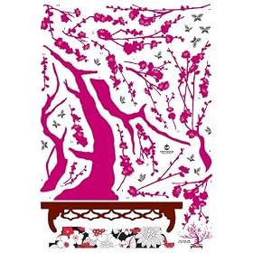 Nursery Easy Apply Wall Sticker Decorations - Contemporary Pink Bonsai