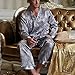 Amybria Men's Silk Pajamas Set of One Shirt and Pant Grey Silver Color