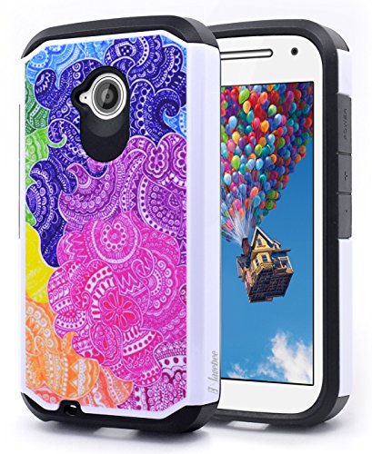Moto E LTE (2nd Generation, 2015) Case, NageBee - Design Premium Heavy Duty Defender Dual Layer Protector Hybrid Phone Cover Case For Motorola Moto E 2nd Generation (Dual Layer Rainbow Illusion)