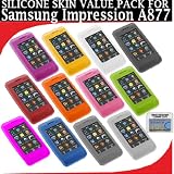 Silicone Skin 12 pc. Value Pack for your Samsung Impression A877 (Black, White, Clear, Smoke, Blue, Green. Red, Yellow, Orange, Purple, Light Pink, Hot Pink) Bonus DBRoth Microfiber Cleaning Cloth Included