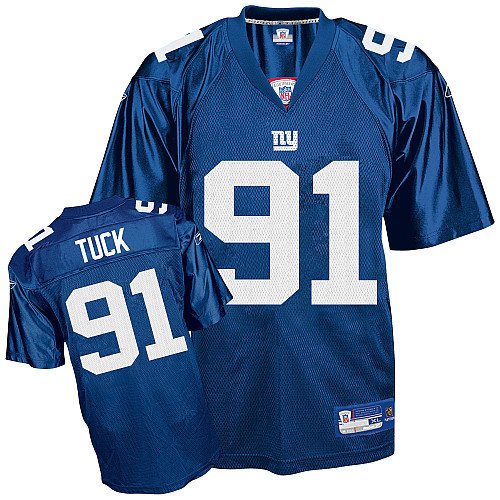Justin Tuck #91 Blue New York Giants Reebok NFL Premier All Stitched Replica Jersey - X-LARGE
