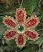 Red Flower Snowflake With Green Gem Christmas Ornament #54377
