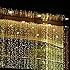 Outop 300led Window Curtain Icicle Lights String Fairy Light Wedding Party Home Garden Decorations 3m*3m (Warm White)