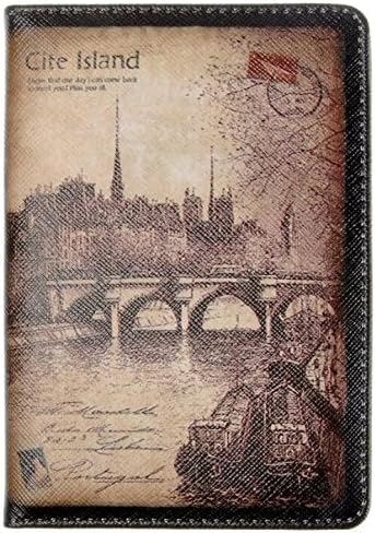 LianHua PU Leather Passport Cover Holder Fashion Passport Wallet vintage Travel Wallet Case (Cite Island)