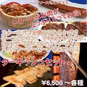 ターキッシュセット 冷凍ドネルケバブ、シシケバブ、キョフテなどお徳用セット