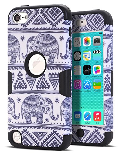 iPod Touch 5 Case,iPod Touch 6 Case,TOPSKY(TM) Thailand Elephant Tribe Pattern 3 Layer High Impact Case For Apple iPod Touch 5th 6th Generation,with Screen Protector and Stylus,(T5KKDX,Black)