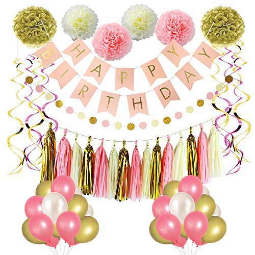 Litaus Pink And Gold Birthday Decorations Party Decorations