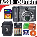 Canon PowerShot A590IS 8MP Digital Camera with 1GB SD Card + Deluxe DB ROTH Accessory Kit