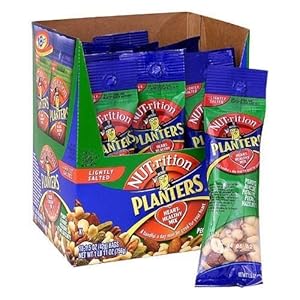 Planters Nuts on the Go Eighteen 1.5 Ounce Bags Heart Healthy Mix Peanuts, Almonds, Pistachios, Pecans, and Hazelnuts