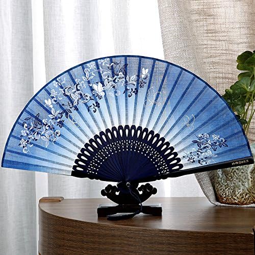 Fluid Systems Silk fan Chinese style Folding fan Printing Crafts Handheld fan,blue