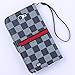 RAYTOP Luxury Brand Designer Black and Gray Checks Leather Cases Covers Wallet for Samsung Galaxy Note 2 N7100 Men Guys Checkered Classy Decent Simple Gift High Quality Stylish