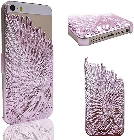 iPhone 5S Case, Seedan Angel Wings Series Deluxe Bling Sparkly Electroplate Embossment 3D Protective Cover for iPhone 5S 5 Pink