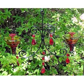 Parasol CH2GLFR-B Mini-Blossom Double Chandelier Blown Glass Hummingbird Feeder - Flame... by 