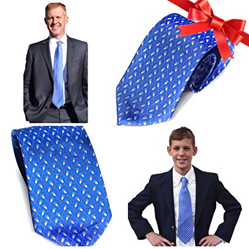 Mens Tie and Boys Tie | Designer Necktie | 100% Silk Lacrosse Design Sports Neck Tie (Crossed Lacrosse Sticks Pattern)