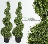 TWO 4' Pre-Potted Rosemary Artificial Thick Topiary Tree