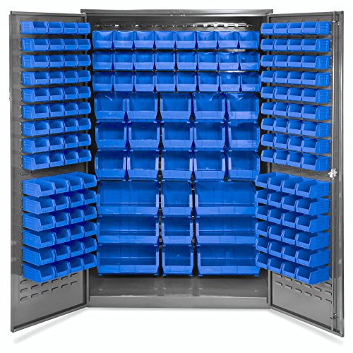 Bin Storage with 48 Wide Shelves 168 Blue Bins ULINE