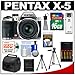 Pentax X-5 Megazoom 16.0 MP Digital Camera (Silver) with 16GB Card + Batteries/Charger + Case + 2 Tripods + Accessory Kit