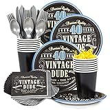Vintage Dude 40th Standard Tableware Kit (Serves 8)