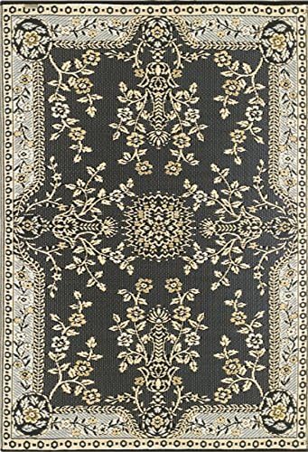 Mad Mats Garland Traditional Outdoor Rug, Reversible Plastic Mat (5' x 8', Black & Tan) - Reversible, UV Resistant, 100% Recycled Material