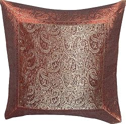 ShalinCraft Pillow Cover Home Interiors India Handmade Gift Silk Fabric 16x16 inches