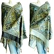 Jacquard Paisley Pashmina Shawl Wrap Scarf--Denim blue#BD