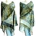 Jacquard Paisley Pashmina Shawl Wrap Scarf--Denim blue#BD