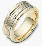 Platinum and 18 Karat Gold 8mm Comfort Fit Wedding Band Ring