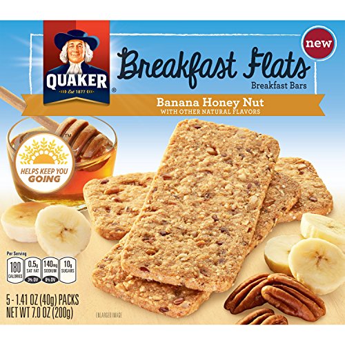 Quaker Breakfast Flats, Banana Honey Nut, Breakfast Bars (Pack of 8)