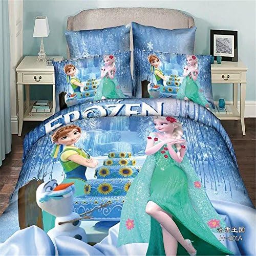 Romroyal Full/Queen Size 3D Cotton Frozen Bedding Sets/Children Cartoon Bedding Set/Fairy Tale Bedding Sets (Kingdom of ice and snow)