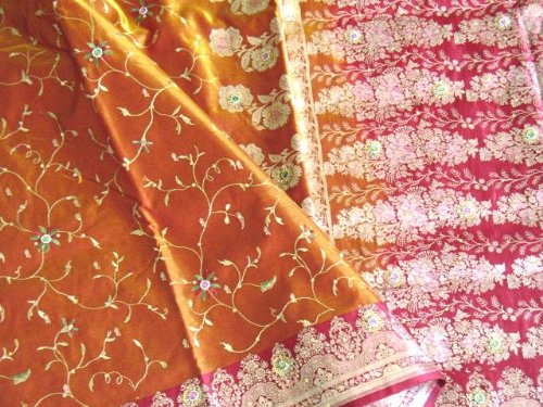 Chocolate Kundan Wedding Bollywood Sari Saree Fabric