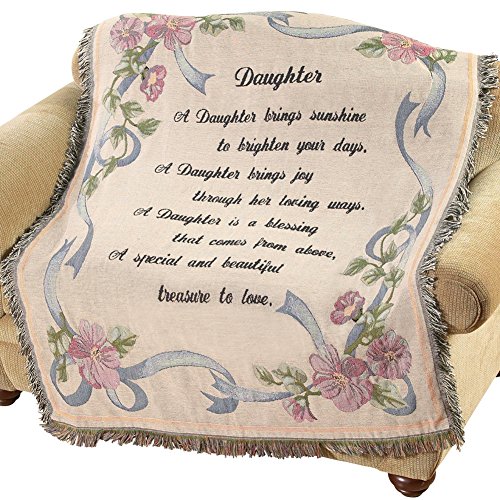 Collections Etc Daughter Floral Tapestry Throw Blanket
