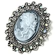 Clear Crystal Oval Gray Beauty Cameo Brooches And Pins Vintage