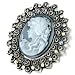 Pugster Clear Crystal Oval Gray Beauty Cameo Brooches And Pins Vintage