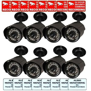 VideoSecu 8 of Audio Bullet Security Cameras 30 IR Leds for Night Vision Bujlt-in Microphone Metal Body Housing Outdoor for CCTV DVR Home Surveillance IR806SA8 B8Z
