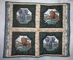 Lions and Elephants Safari Baby Quilt