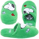 Snoopy Emerald Green Heart Slippers for Women
