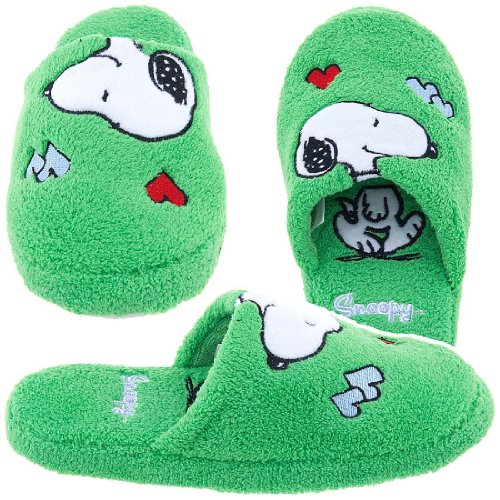 Snoopy Emerald Green Heart Slippers for Women