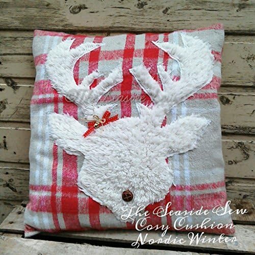 Soft, Warm and Snuggly Christmas Cushion with Stag head / Mittens