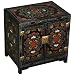 EXP Hand-painted Asian Furniture - 25" Tibetan Style Black End Table / Storage Cabinet