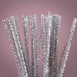 Silver Chenille Metallic Pipe Cleaner, 12"