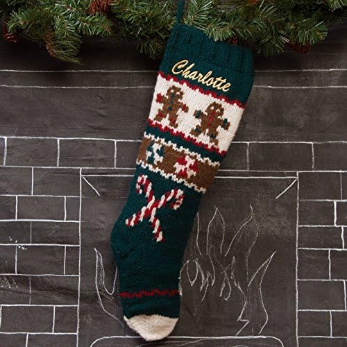 Hand Knit Mary Maxim Candy Wool Stocking with Optional Personalization