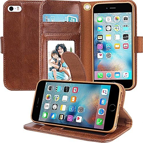 iPhone SE Case, Modroid® iphone SE Wallet Case Luxury fashion Leather Wallet Cover and Stand Credit Card/ID Card SlotsPockets Flip Cover for iphone SE(Brown)