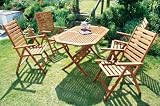 Gartenmöbel-Set aus Holz, 4 Klappsessel 1 Klapptisch