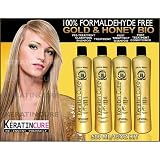 KERATIN BRAZILIAN TREATMENT GOLD & HONEY KC GOLD AND HONEY BIO BIOLOGICAL BRAZILIAN KERATIN TREATMENT 500ML/16OZ FORMALDEHYDE FREE FOUR PIECE KIT REPAIR AND STRAIGHTEN HAIR