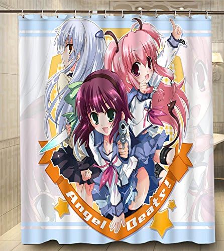 Super 05 Anime Angel Beats Otonashi Yuzuru Nakamura Yuri 150X180Cm Classical Custom Shower Curtain High Quality Polyester Bath Curtain