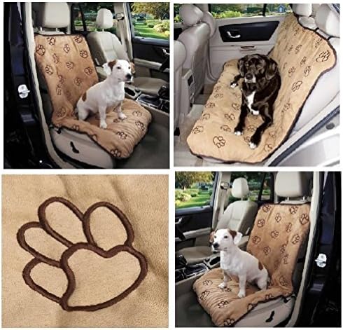 Moondon Pawprint Camel Dog Seat Covers - 3 Piece Set with 1 Bench Seat &amp; 2 Single Seats