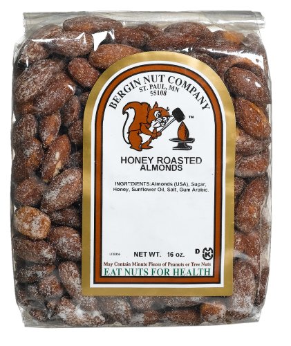 Bergin Nut Company Almonds Honey Roasted, 16-Ounce Bags (Pack of 2) by Bergin Nut Company