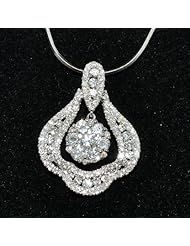 Vintage 1.3ct Diamond Charm Pendant SI Designer Drop Pendant 14K White Gold New